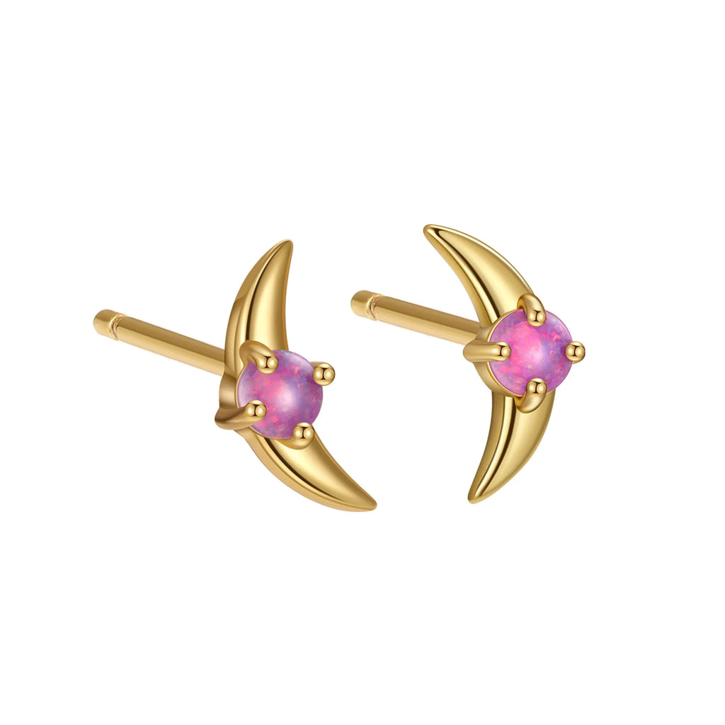 925 sterling silver geometric earrings with electroplated finish and stone accents in platinum or gold colour