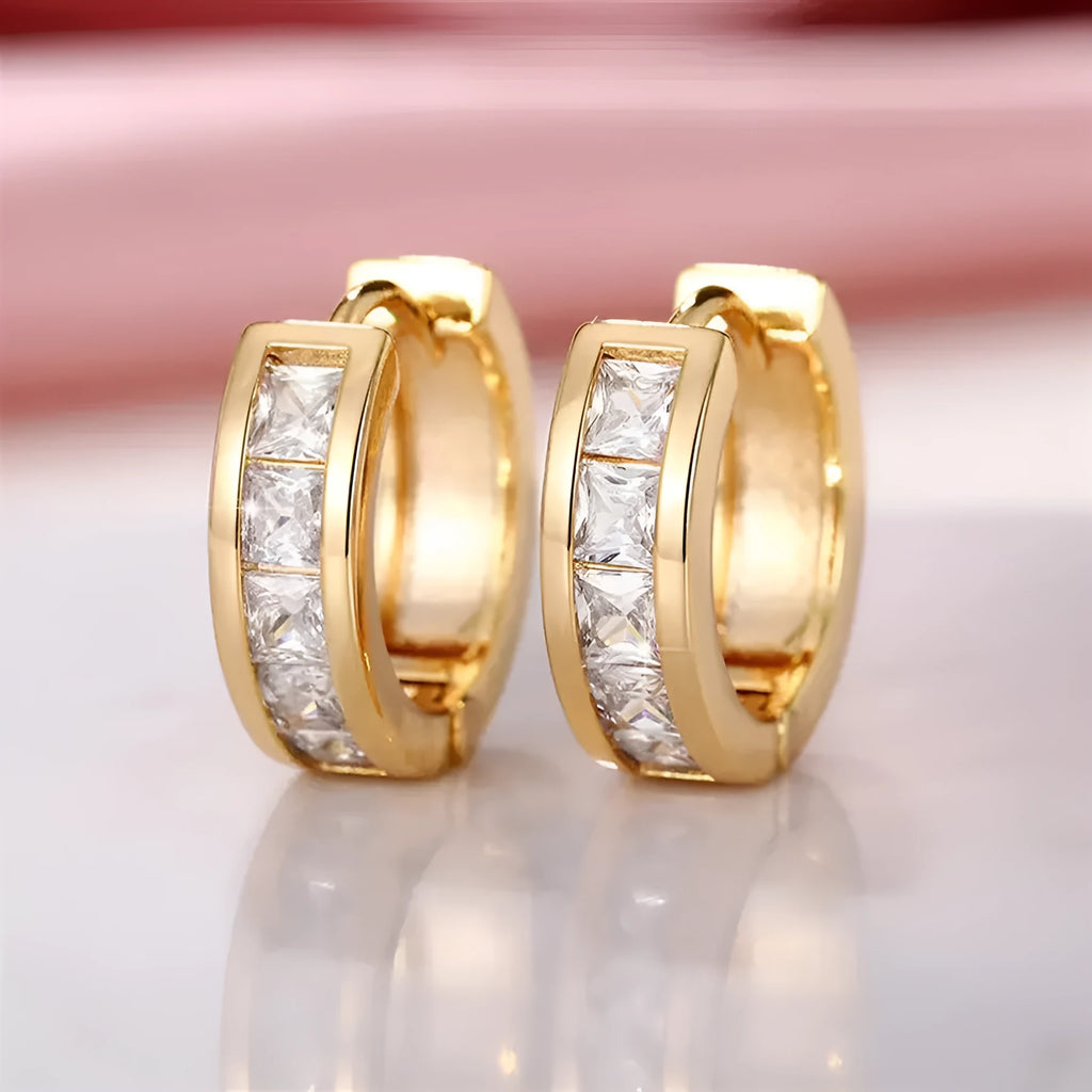 Geometric quadrilateral copper stud earrings in gold and silver colour options for women