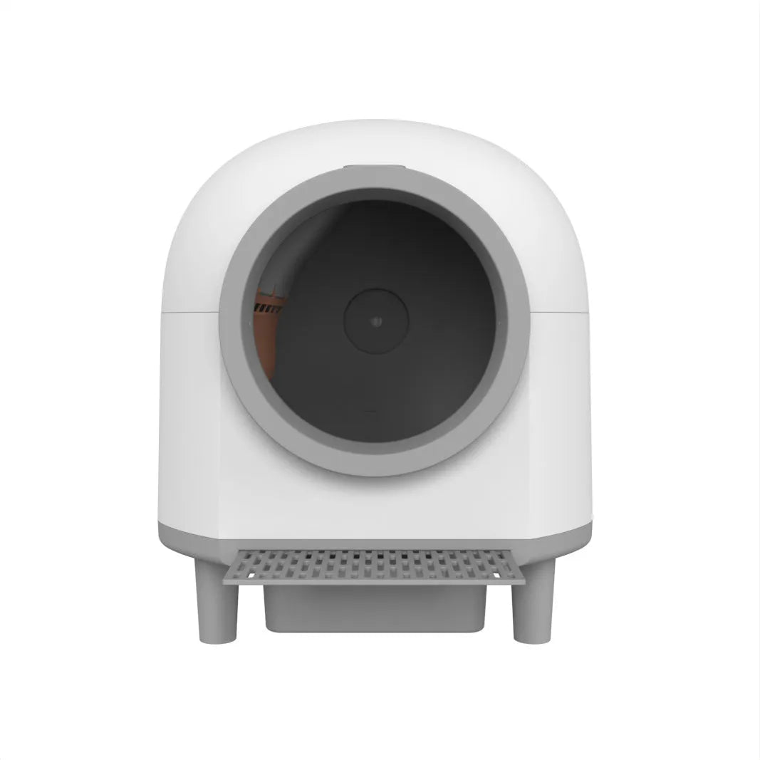 White automatic cat litter box with enclosed design for cats up to 10kg