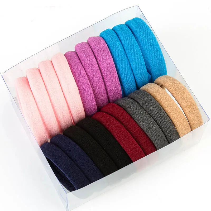 Black root towel hair rings high elastic bulk pack medium 4cm large 5.2cm black mixed colours