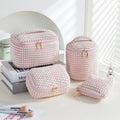 Flannelette makeup bag four-piece set in cube style with polyester material