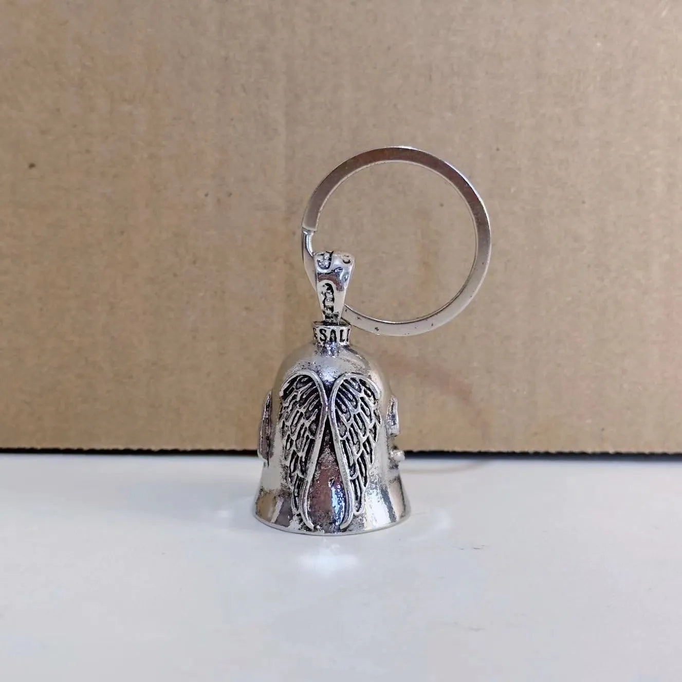 Angel feather necklace and keychain set in alloy with vintage electroplated finish