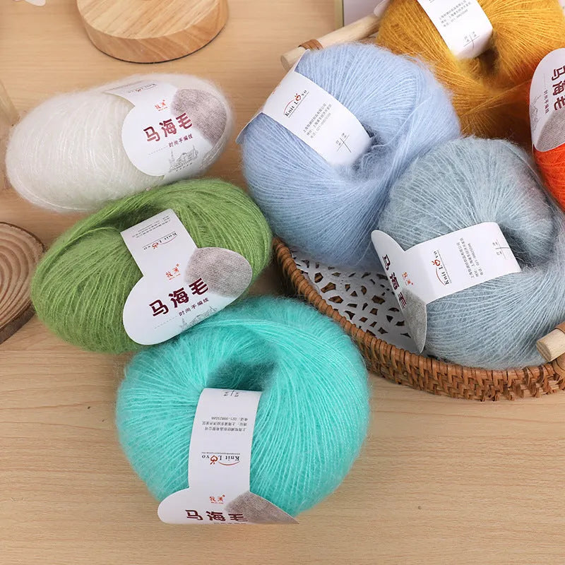 Mohair scarf DIY weaving kit with wool ball in multiple colour options