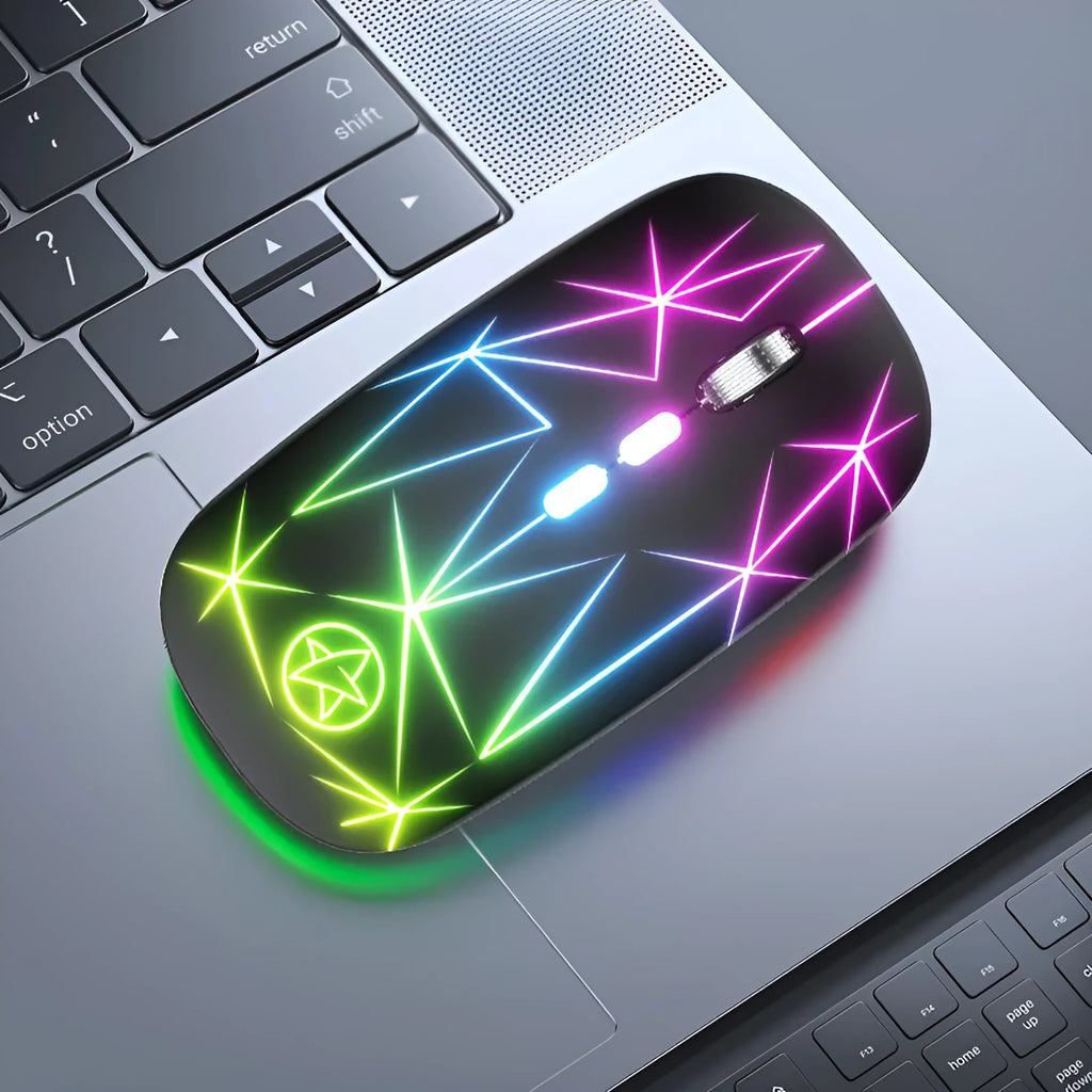 Wireless Bluetooth gaming mouse with luminous charging indicator and metal scroll wheel