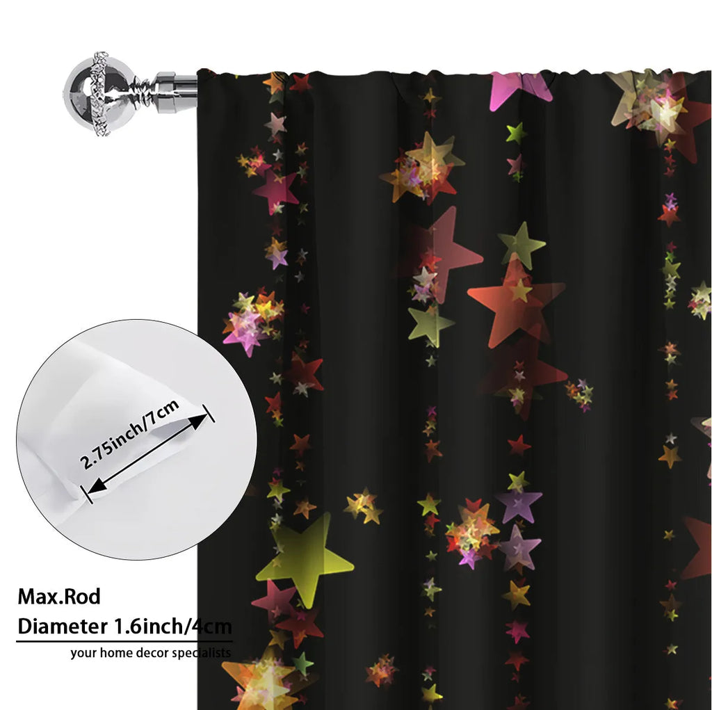 3D digitally printed Christmas curtains set of two in European style with high sunshade function
