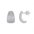 A pair of geometric sterling silver ear studs with moissanite stones for women.