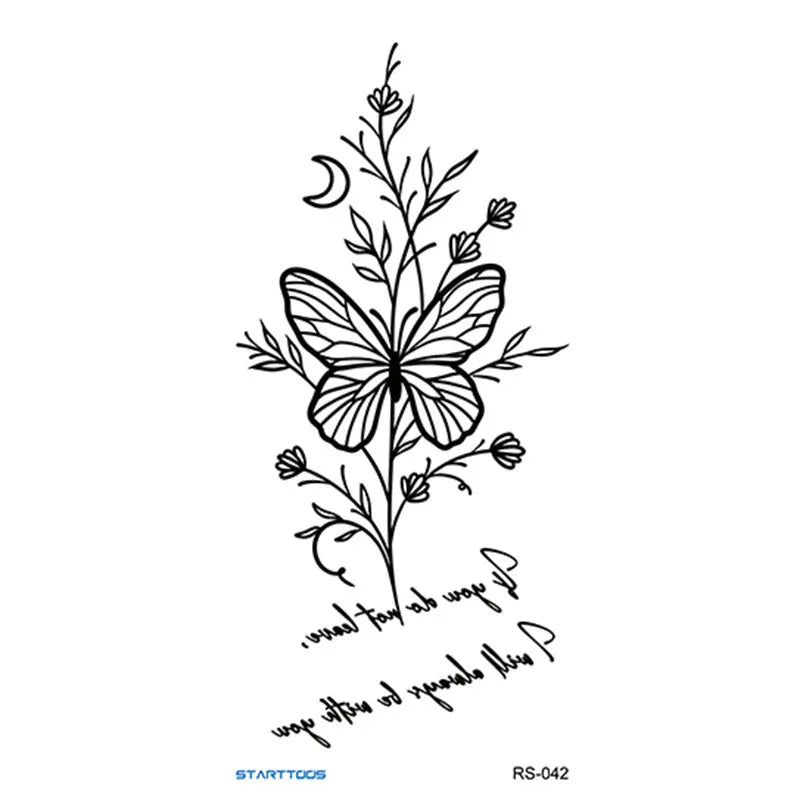 Creative Home flowers and plants tattoo sticker water transfer printing 6x17 cm RS pattern series
