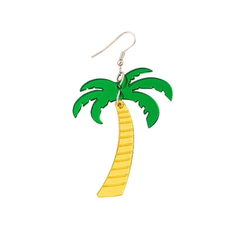 Acrylic drop earrings with coconut and jackfruit charm on alloy hooks in one of five colour styles.