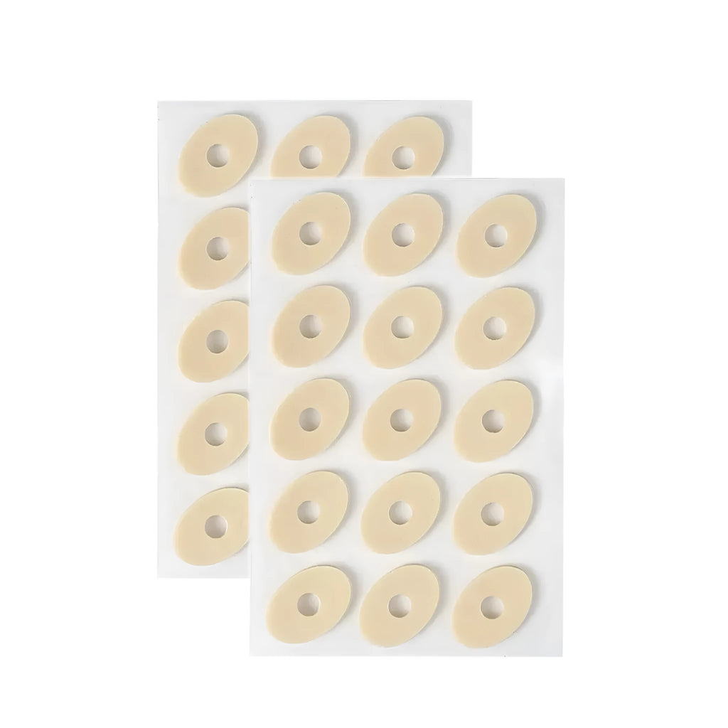 Women's lightweight PU protective toe pads showing four shapes: large oval, small oval, U-shaped, circular section