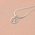 Stainless steel lucky tree necklace on adjustable snake bone chain with titanium steel pendant