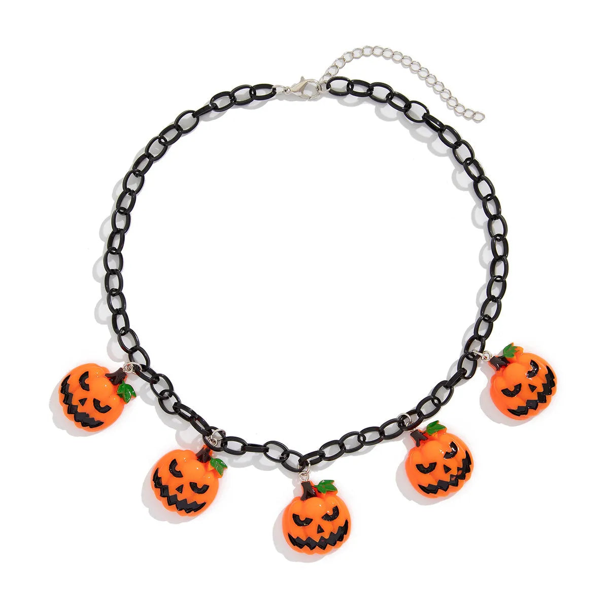 Halloween ghost pumpkin necklace with acrylic pendant in mixed colour 06705 on plastic chain