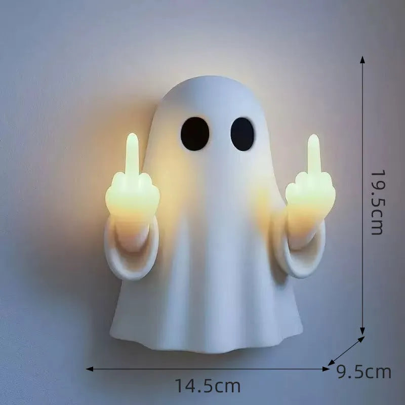 Small white ghost statue night lamp with modern design for Halloween decoration measuring 19.85cm tall