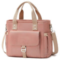 Oxford cloth cube picnic bag with removable shoulder strap in black colour showing side pocket