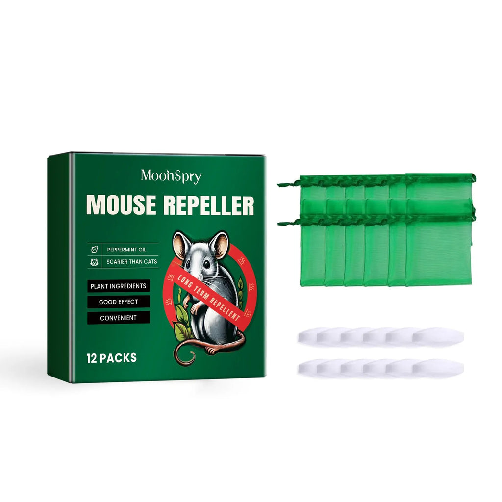 60ml bottle of natural rat repellent spray with essential oils of clove, peppermint, camphor and chilli.