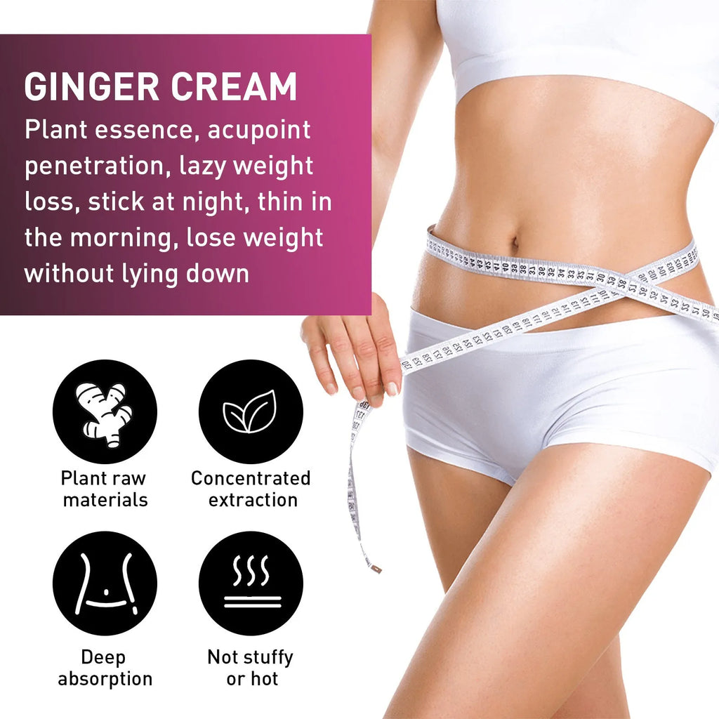 15g ginger thigh slimming cream with olive oil and hyaluronic acid in compact packaging