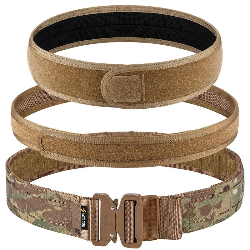 VOTAGOO army-style quick-release tactical belt in CP camouflage with alloy buckle on nylon webbing.