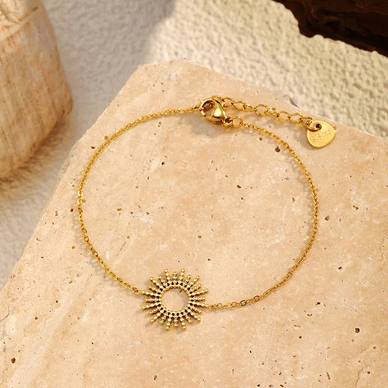Sunflower Series gold geometric chain necklace and bracelet jewellery set for women