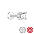 S925 sterling silver geometric petal stud earrings with platinum finish and clip-on fastening