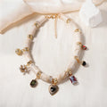 Heart shaped resin bamboo pendant necklace with electroplated finish for women