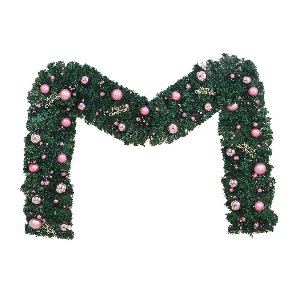 2.7 metre pink artificial rattan vine Christmas decoration with lighting options