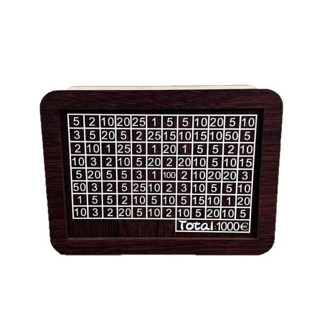 Wooden digital coin bank with LED electronic counter display in currency library design