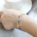 Women's handmade imitation pearl bracelet with glass coloured beads in original design