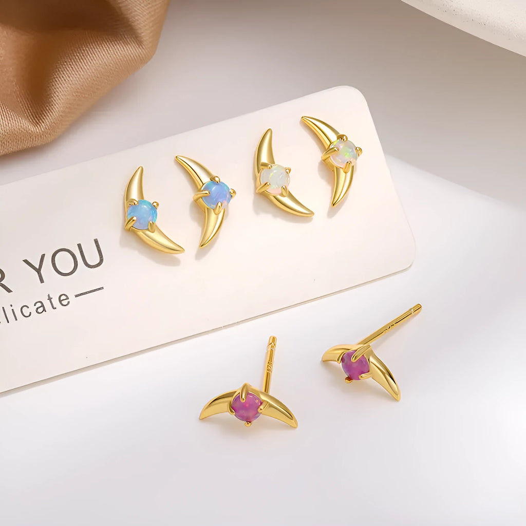 925 sterling silver geometric earrings with electroplated finish and stone accents in platinum or gold colour