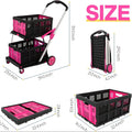 Foldable plastic shopping cart with twin baskets in blue, purple, pink, and red colour options