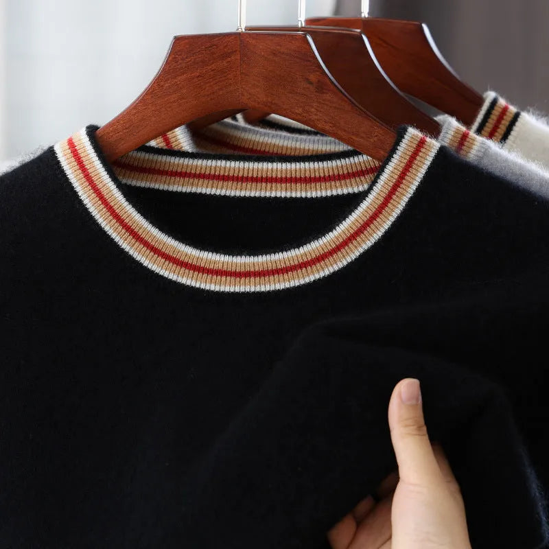 Men's pure wool short sleeve sweater in gray, showing round neck and pullover style.