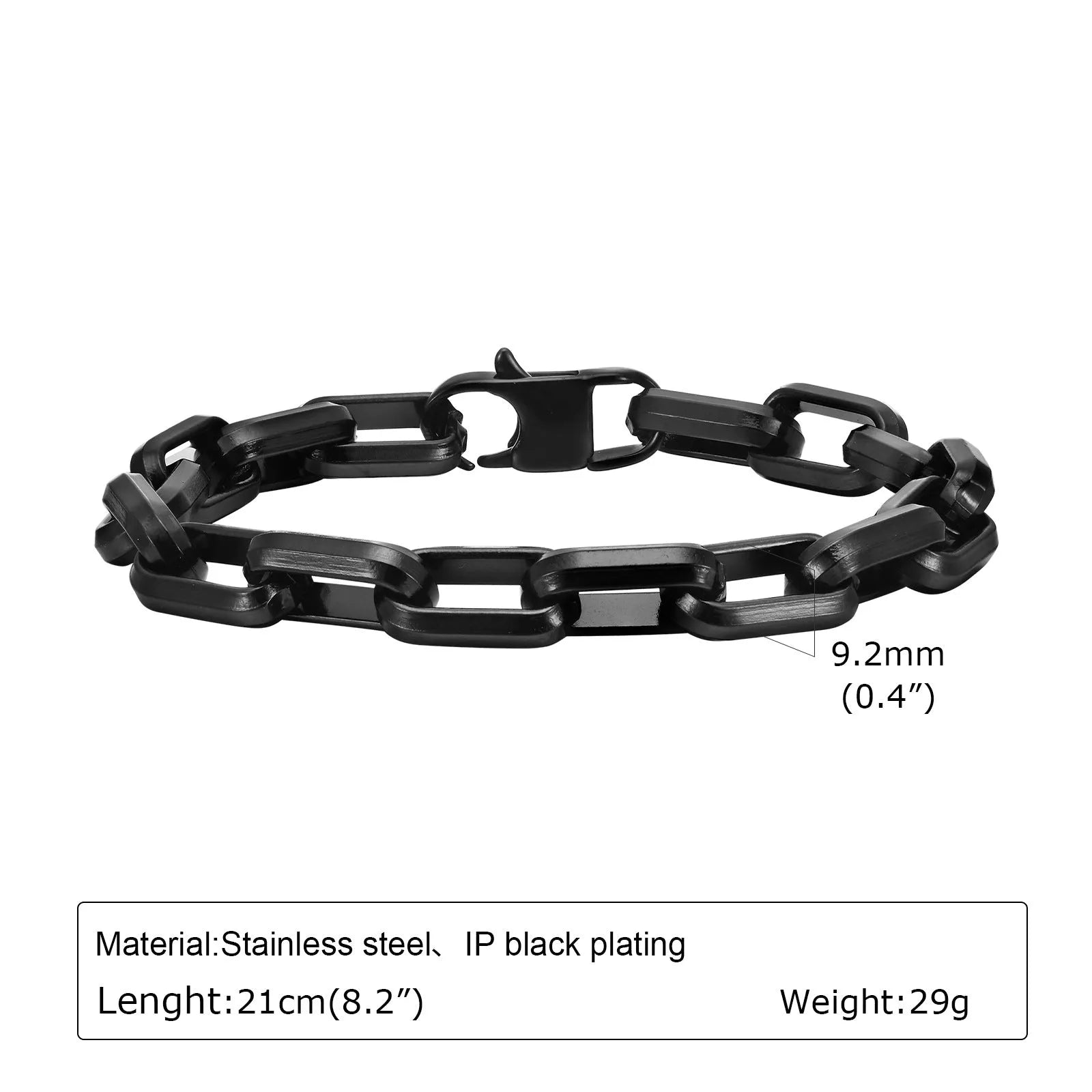 Men's simple square chain titanium steel bracelet in four colour options