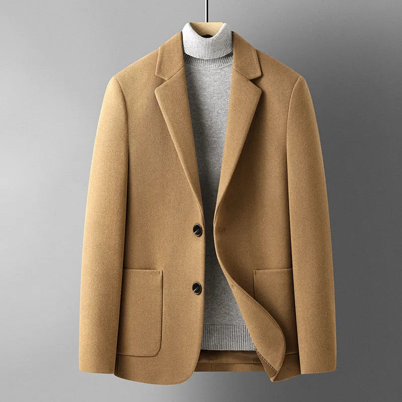 Men's slim fit wool blend suit jacket in solid colours and houndstooth pattern for autumn wear