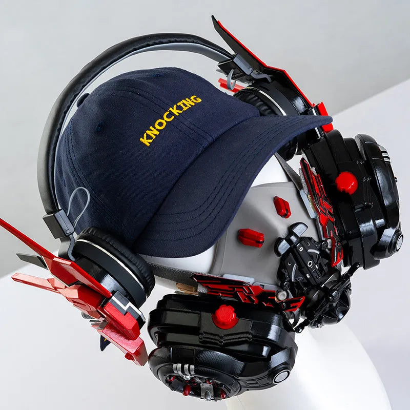 Men's Tech Mecha Wireless Bluetooth Headphones in four colours: Red, Blue, Pink, White, with plastic build