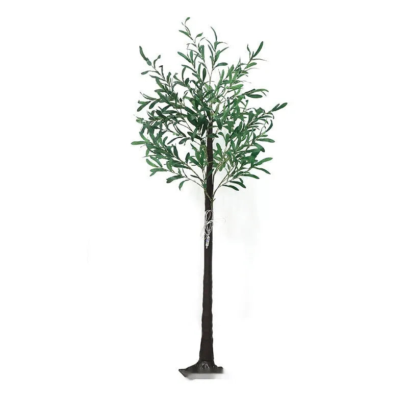 1.8 metre tall artificial olive tree lamp with warm white lights for holiday or garden decoration.