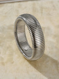Women's titanium steel elastic bracelet with vertical stripe ring pattern in gold electroplated finish