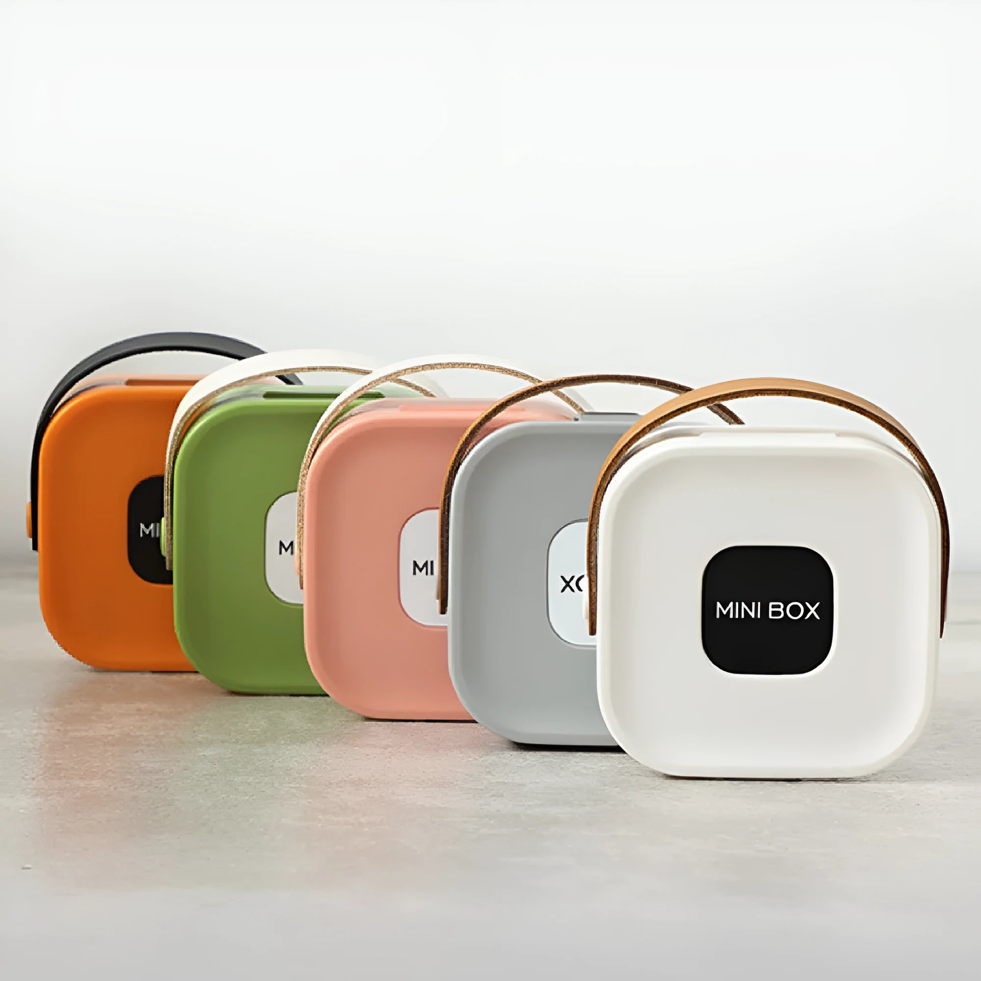 Polypropylene storage organiser box with covered lid for cables and Bluetooth headsets in five colour options