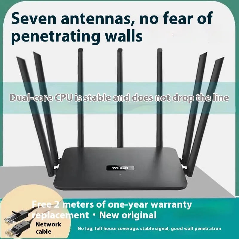 White or black dual-band 5G Gigabit wireless router with multiple external antennas for whole-home coverage.