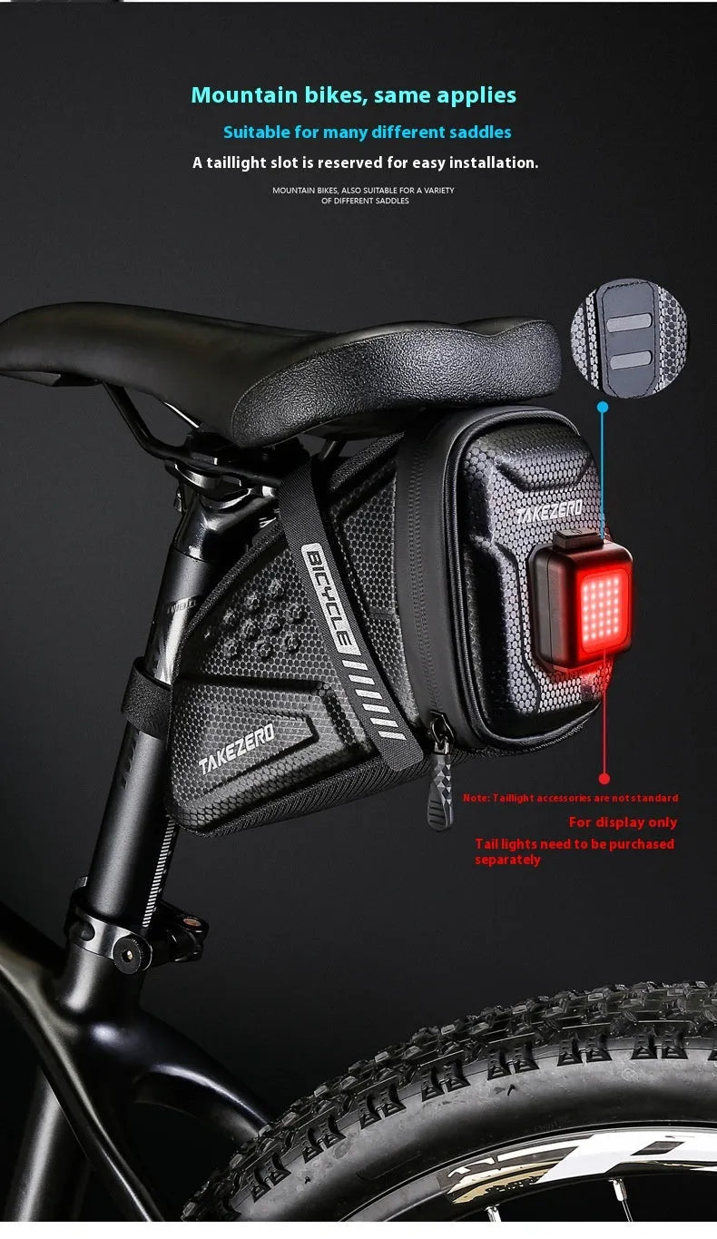 Bicycle saddle bag 1L black plain under saddle on mountain bike with fixture fitting