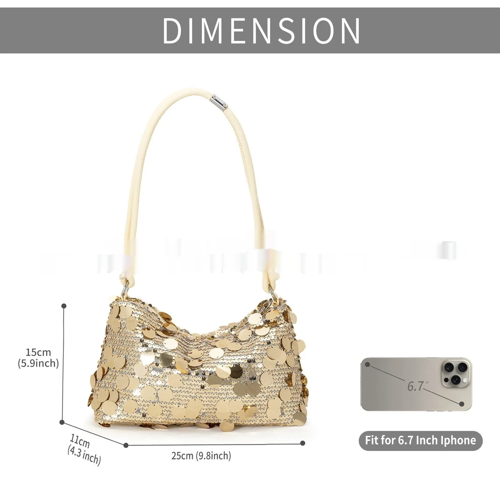 Polyester underarm crossbody bag for women in black, shown with single shoulder strap.