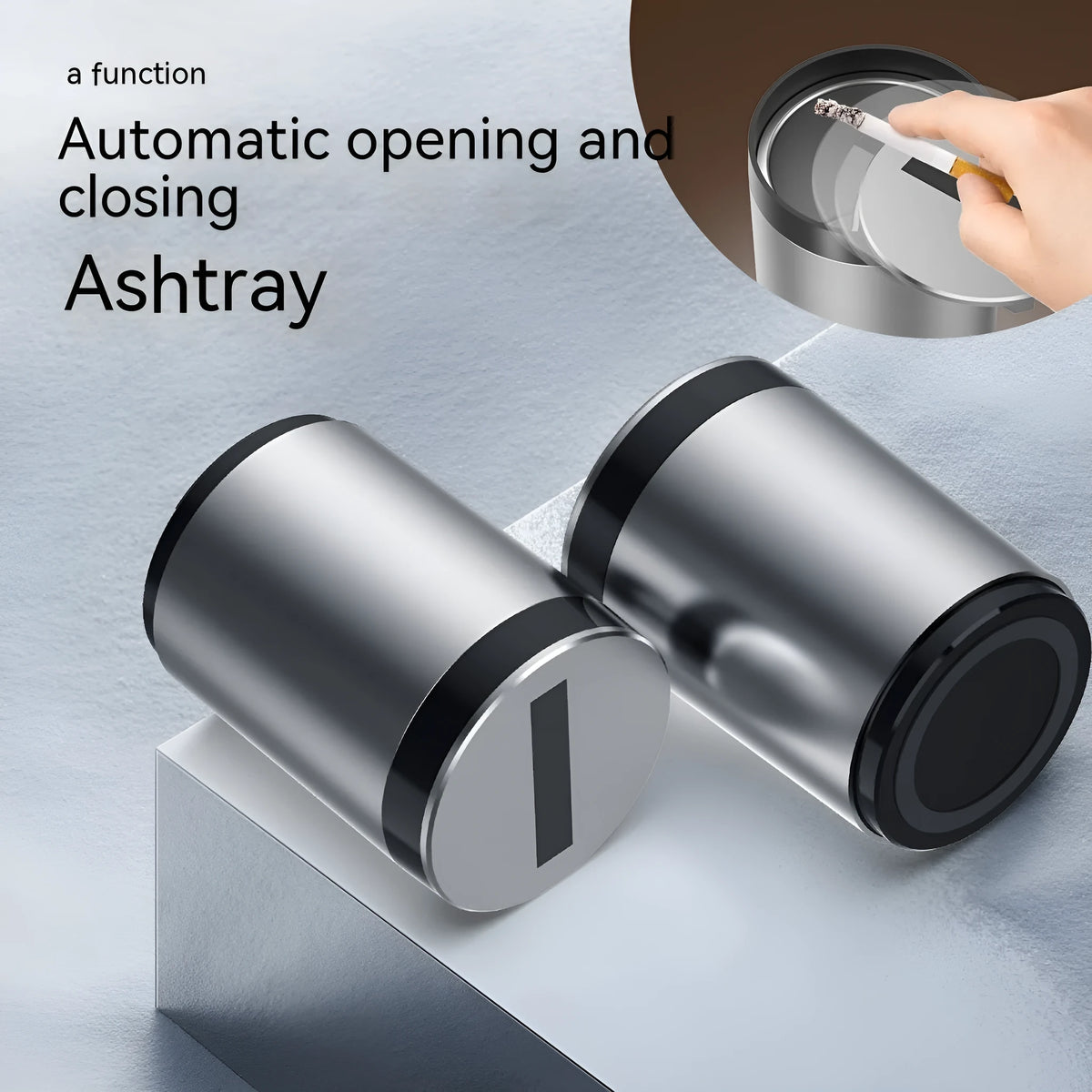 Silver aluminium intelligent ashtray with infrared sensor for automatic opening