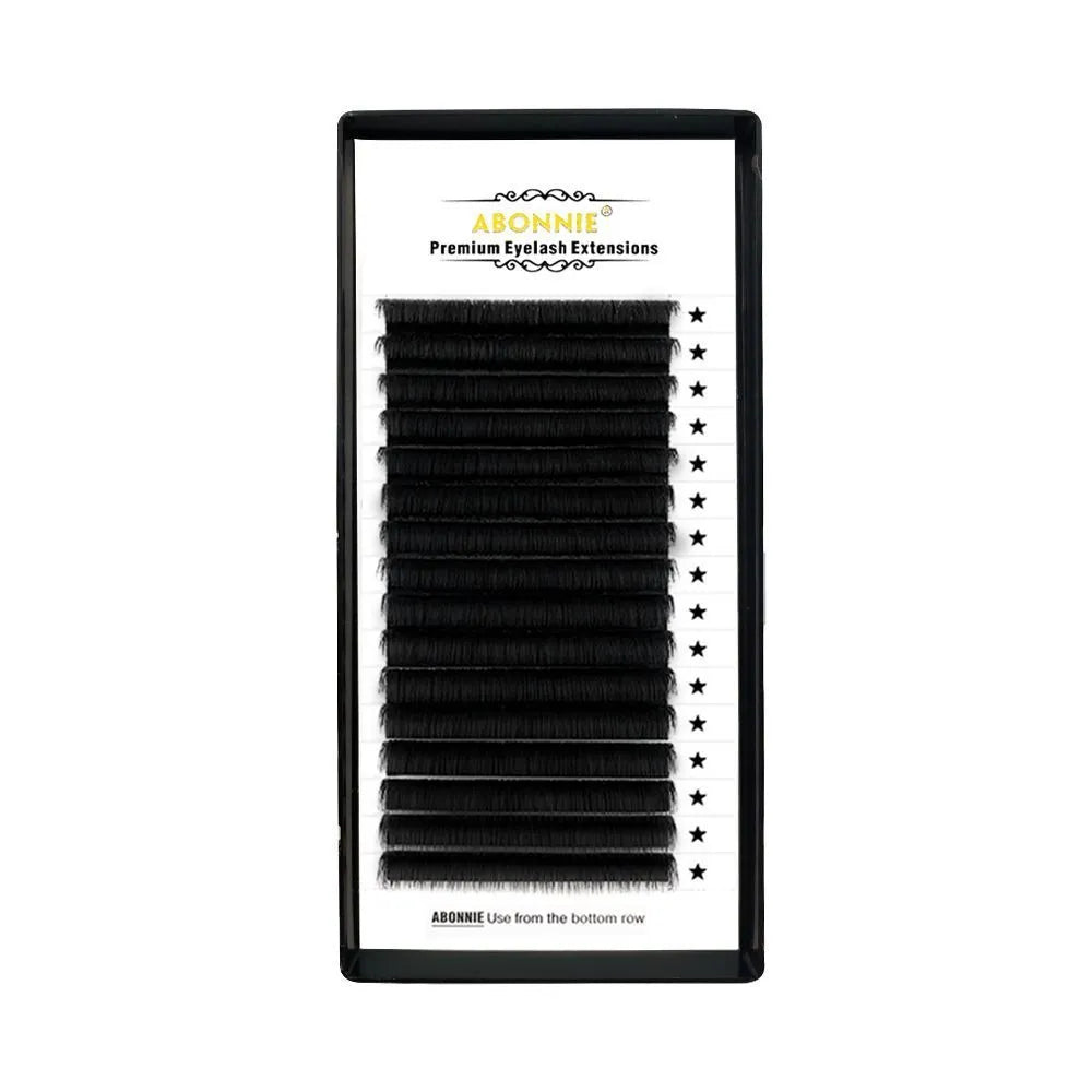 False eyelashes with 16 rows of mink hair on a matte wool base, showing length options from 8mm to 18mm.