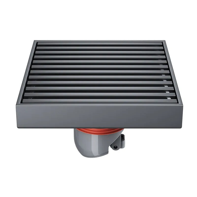 Gun grey 304 stainless steel courtyard floor drain with a 15x15cm ABS plastic core.