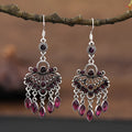 Smart water drop purple retro fringe earrings with drop shape and crystal detailing