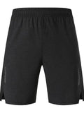 Men's five-point spandex athletic shorts in forest green colour with mid-waist design