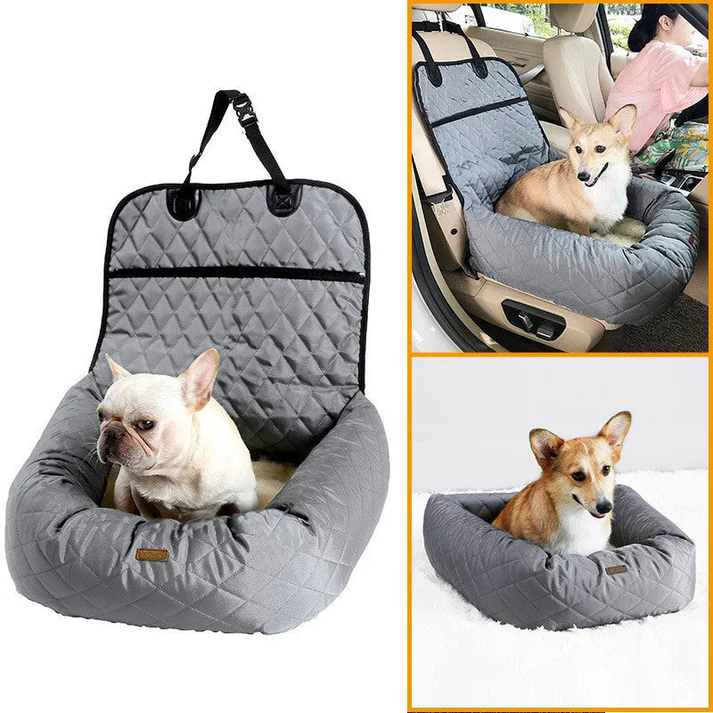 Pet car mat in black Oxford cloth with non-slip backing for dogs on car seat