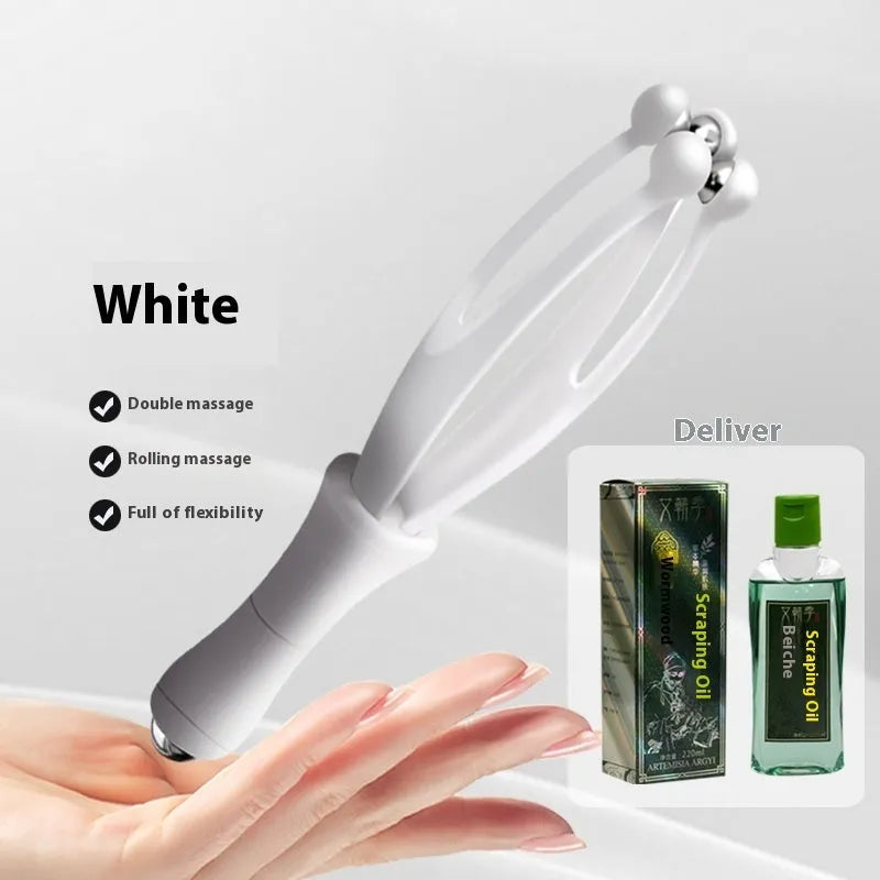 Blue and white steel ball finger massager roller for hand joint care with electroplated steel ball massage surface