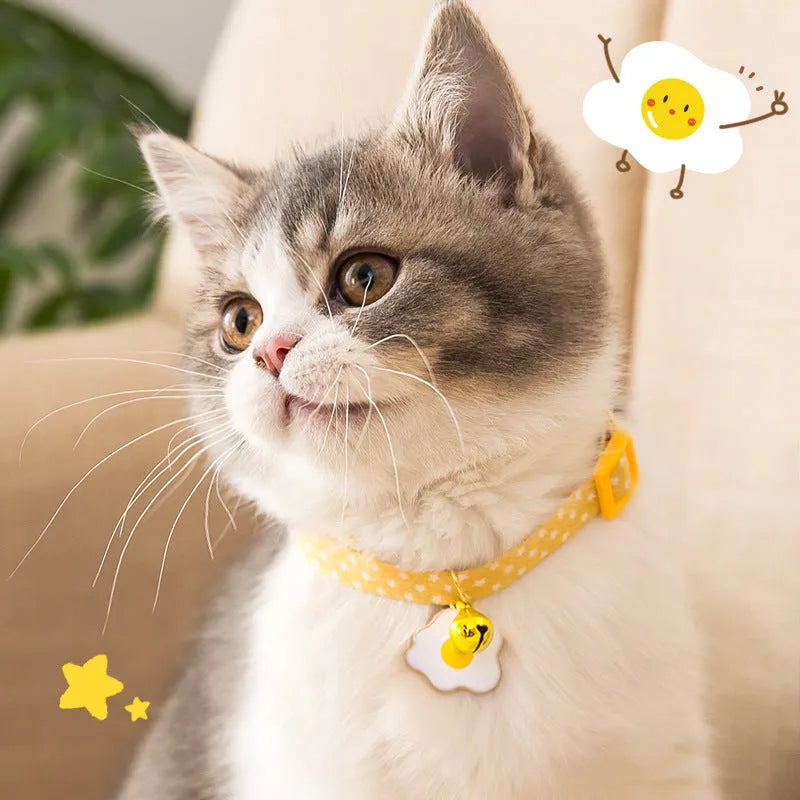 Adjustable cat collar with bell pendant and decorative bow tie accessory for small pets