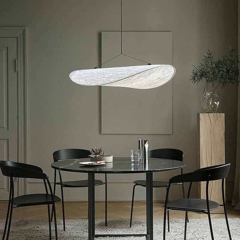 Silent Wind style art silk restaurant chandelier with multiple light colour settings