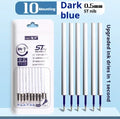 Pack of 10 quick-dry ballpoint pen refills in black, blue, ink blue, and red ink colours.