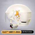 Electric motorcycle half helmet in khaki colour with HD glasses for summer commuting
