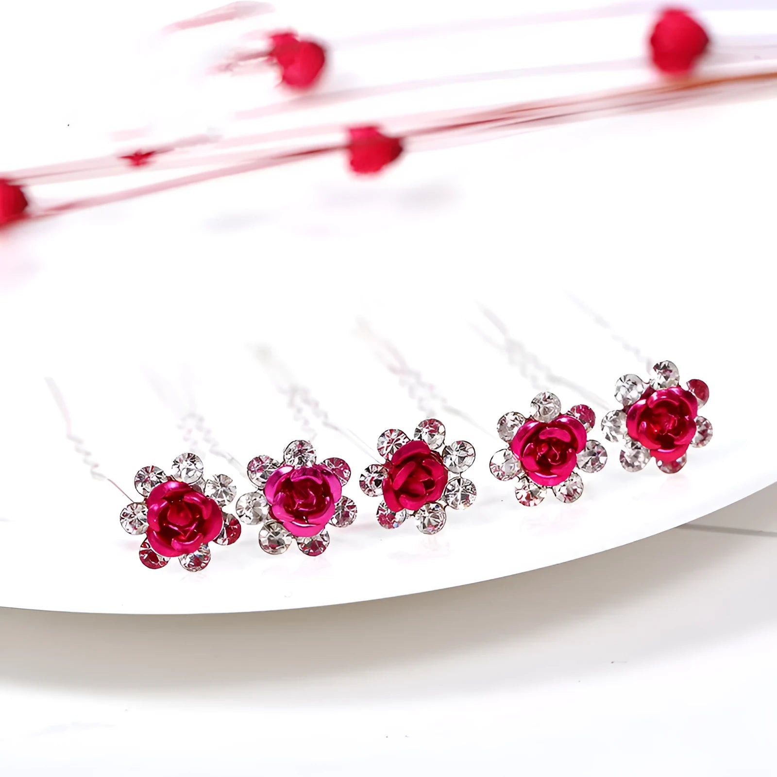 Alloy rhinestone rose diamond tuck comb hair accessory for women, ten colour options